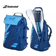 Bolso marca Babolat color azul marino con detalles en color celeste e interior color blanco