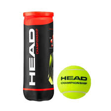 Tubo de pelotas plastico color negro con rojo con tres pelotas Head color verde y logotipo negro