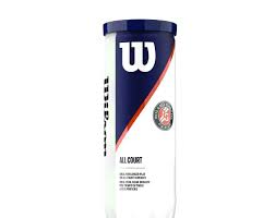Tubo de pelotas plastico color blanco y azul con tres pelotas Wilson